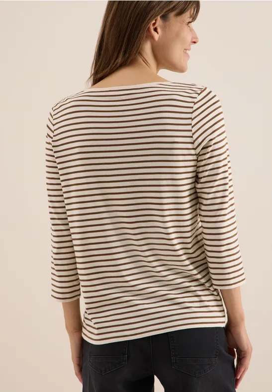 Gestreiftes Shirt mit U-Boot-Ausschnitt