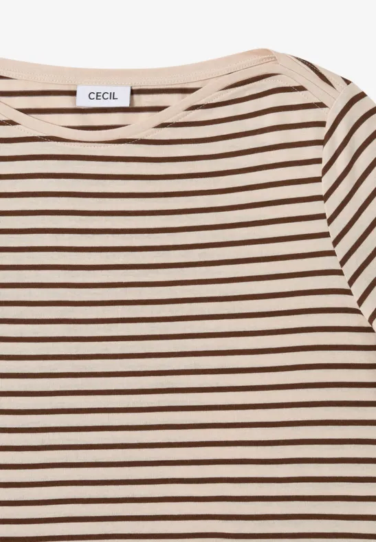 Gestreiftes Shirt mit U-Boot-Ausschnitt