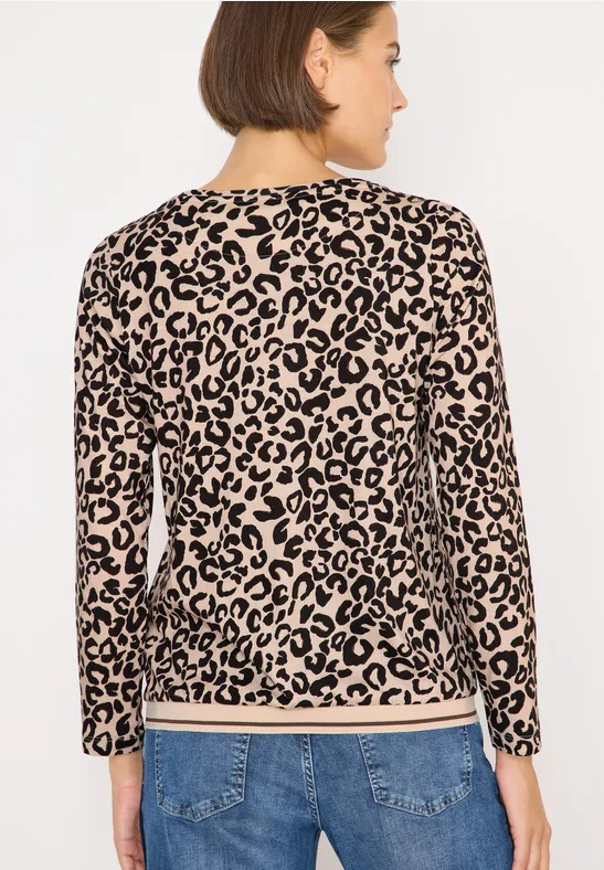 Leopard-Print Top mit Dreiviertelarm