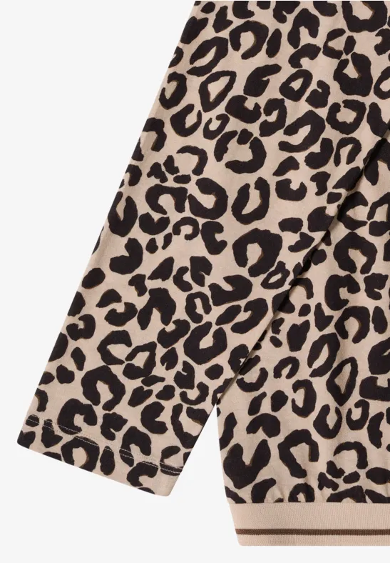 Leopard-Print Top mit Dreiviertelarm