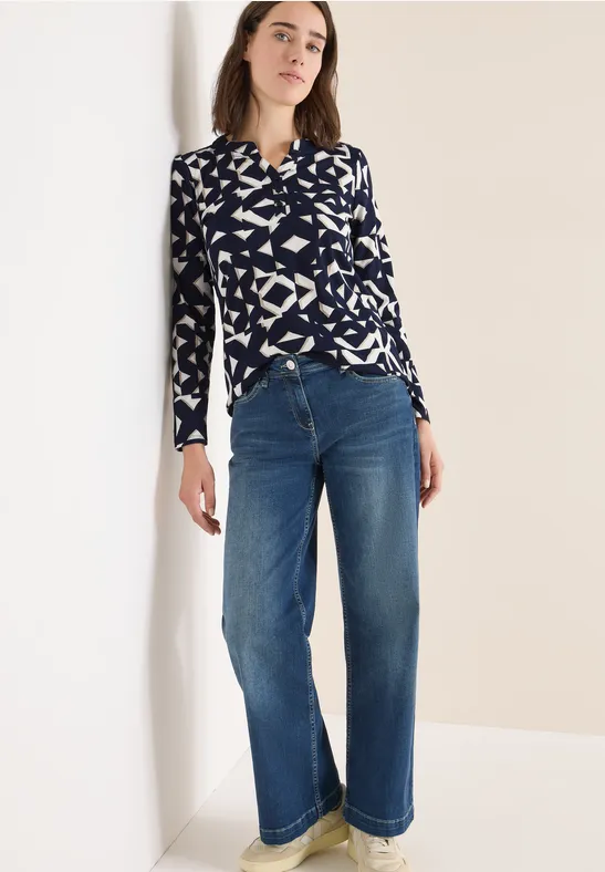 Tunika-Bluse mit geometrischem Muster