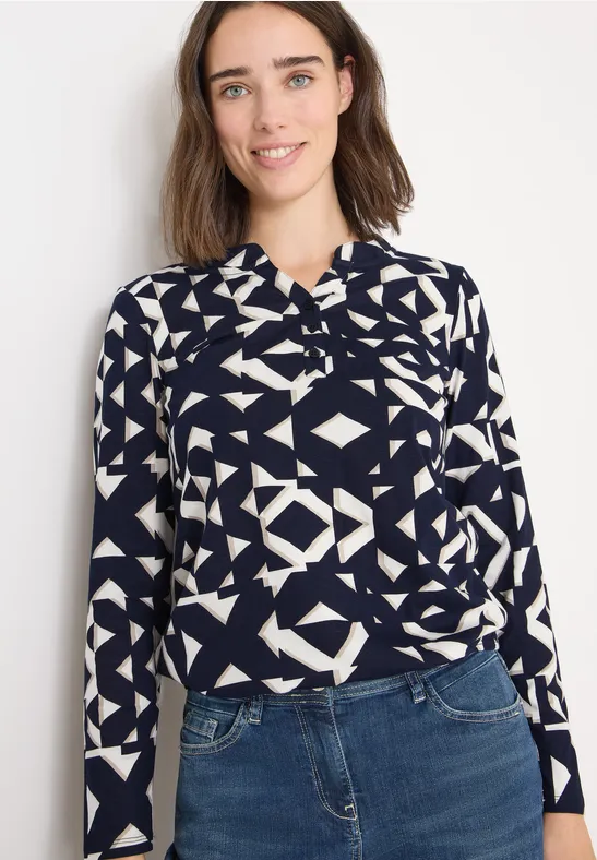 Tunika-Bluse mit geometrischem Muster