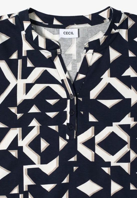 Tunika-Bluse mit geometrischem Muster