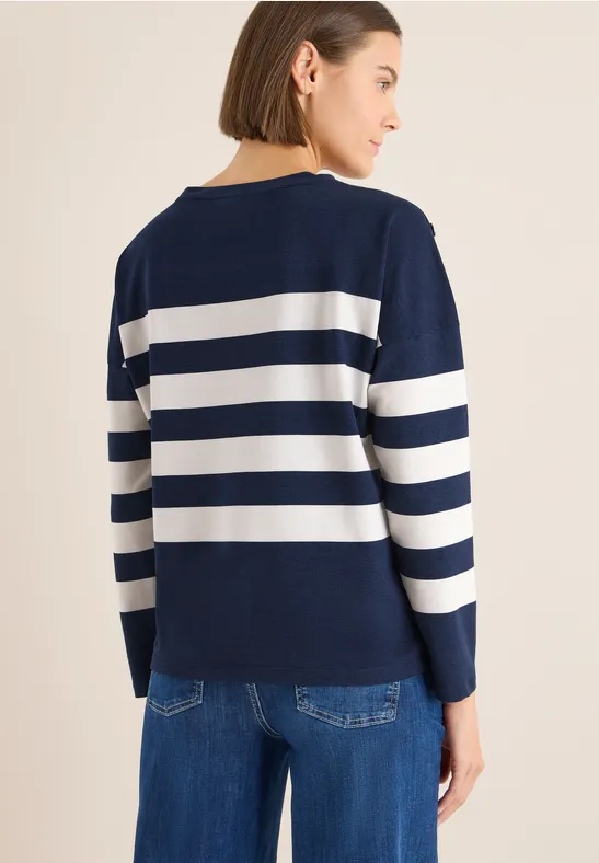Gestreiftes Langarmshirt mit Schulterknöpfen