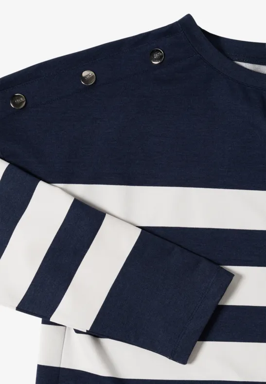 Gestreiftes Langarmshirt mit Schulterknöpfen