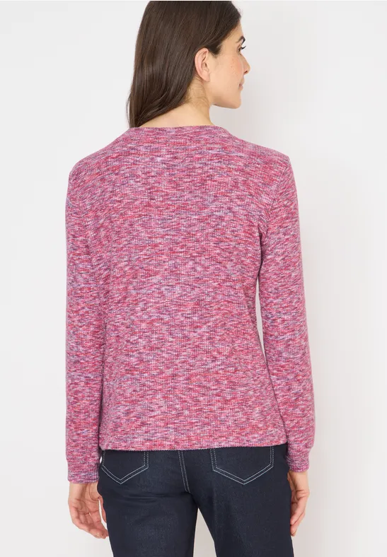 Weiches Melange-Rippshirt mit Rundhals