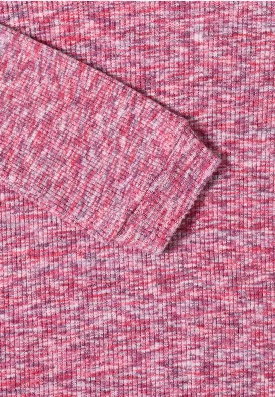 Weiches Melange-Rippshirt mit Rundhals
