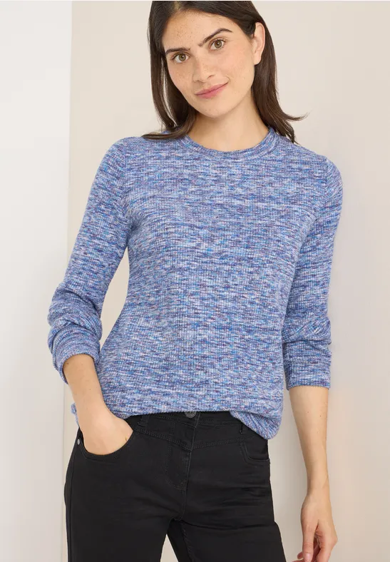 Softes Melange Ripp-Langarmshirt