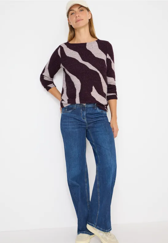 Grafischer Pullover aus Federgarn