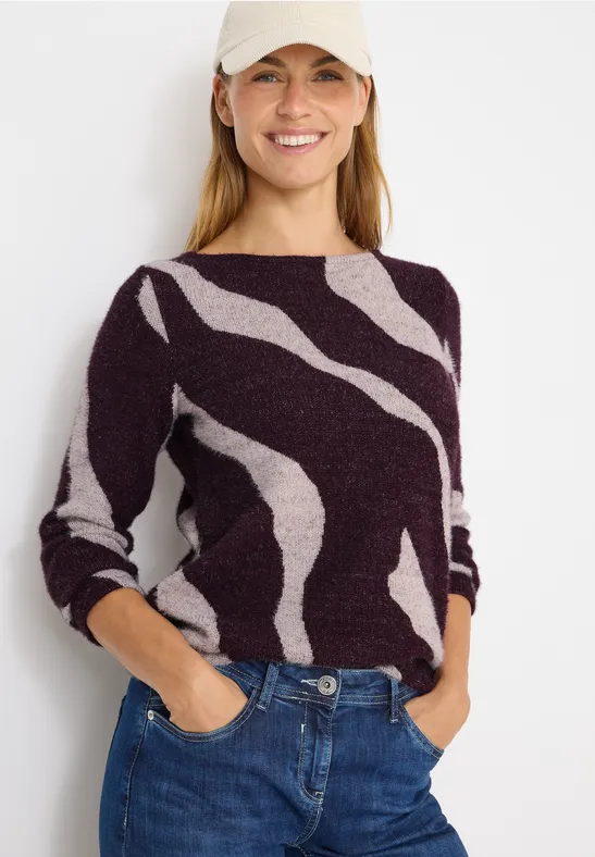 Grafischer Pullover aus Federgarn
