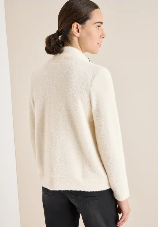 Kuschelige Federgarn-Strickjacke mit Reißverschluss