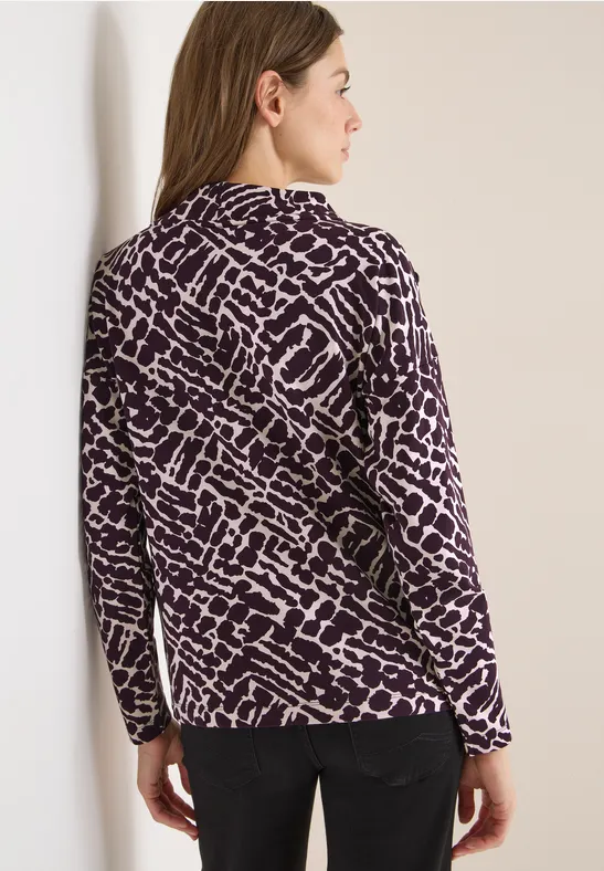 Funnelneck-Shirt mit grafischem Muster