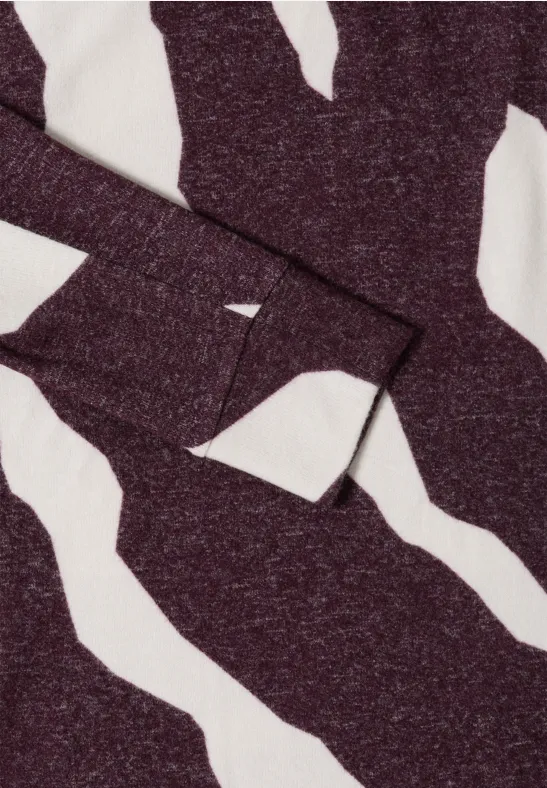 Shirt mit abstraktem Muster und Wasserfallkragen