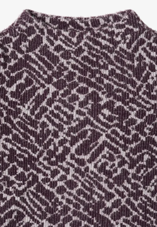 Grafischer Jacquard-Pullover mit Stehkragen