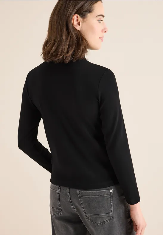 Langarmshirt mit Rippstruktur und Rollkragen
