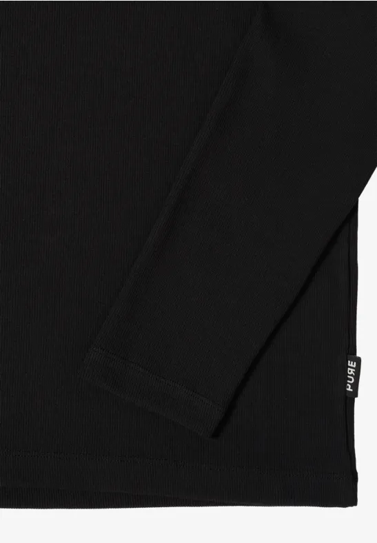 Langarmshirt mit Rippstruktur und Rollkragen