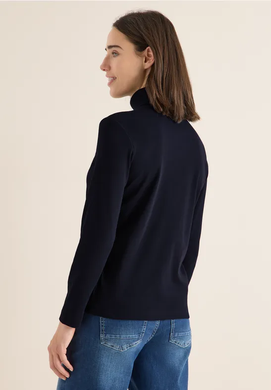 Ripp-Langarmshirt mit Rollkragen