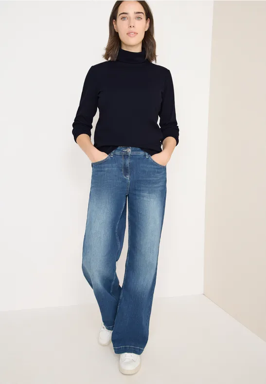 Ripp-Langarmshirt mit Rollkragen
