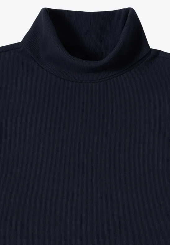 Ripp-Langarmshirt mit Rollkragen