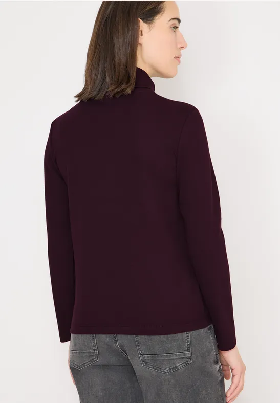 Geripptes Langarmshirt mit Stehkragen