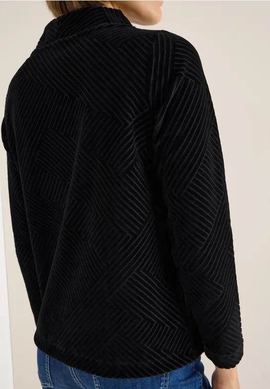 Strukturshirt mit Funnelneck und Tunnelzug