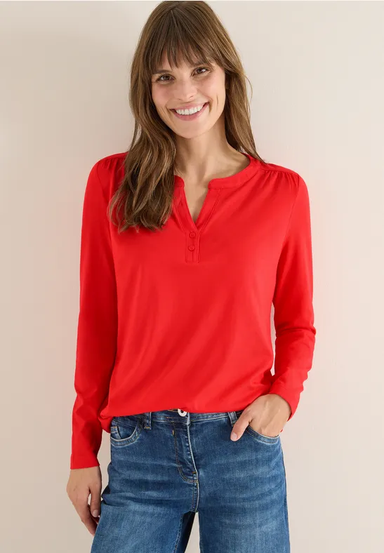 Tunika-Shirt mit geschlitztem Ausschnitt