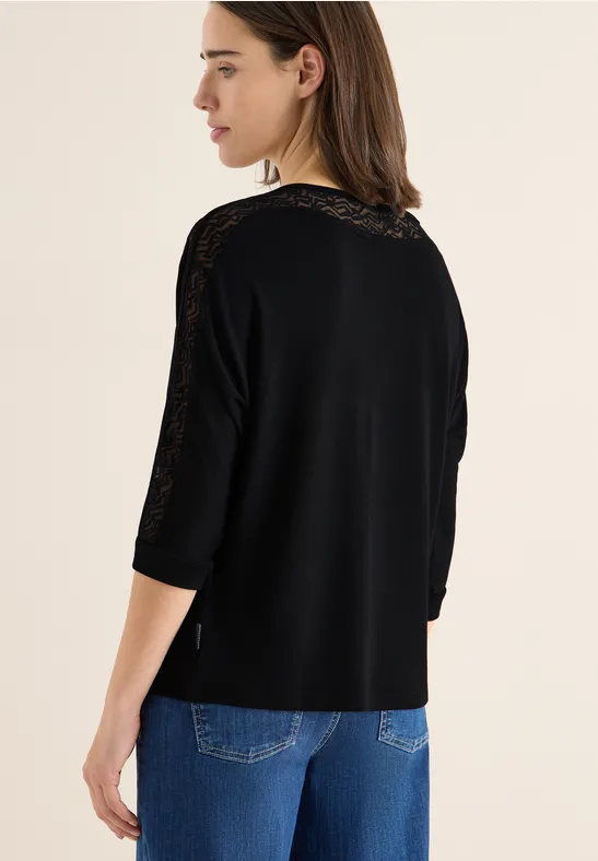 Lockerer Batwing-Shirt mit Mesh-Detail
