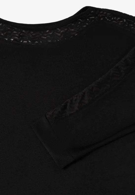Lockerer Batwing-Shirt mit Mesh-Detail