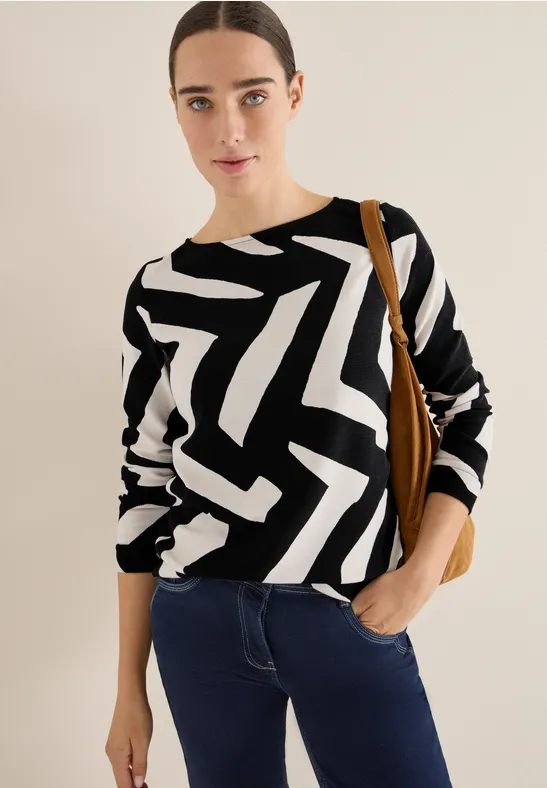 Gemustertes Ottoman-Shirt mit Grafikprint