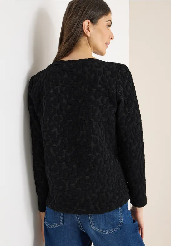 Jacquard-Top mit tonalem Leo-Print