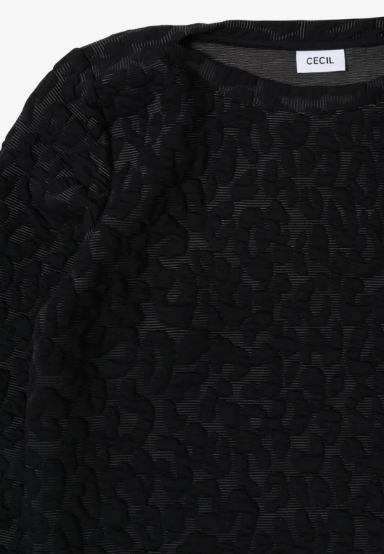 Jacquard-Top mit tonalem Leo-Print