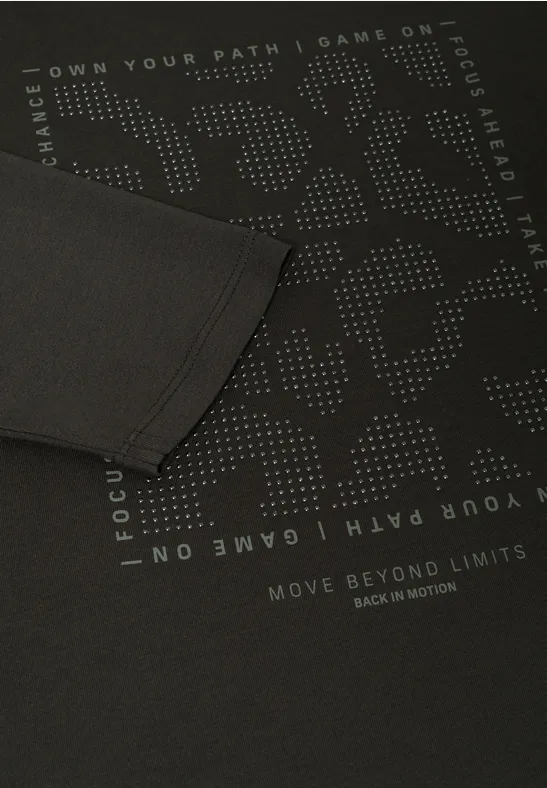 Shirt mit Frontprint und Schmucksteinen