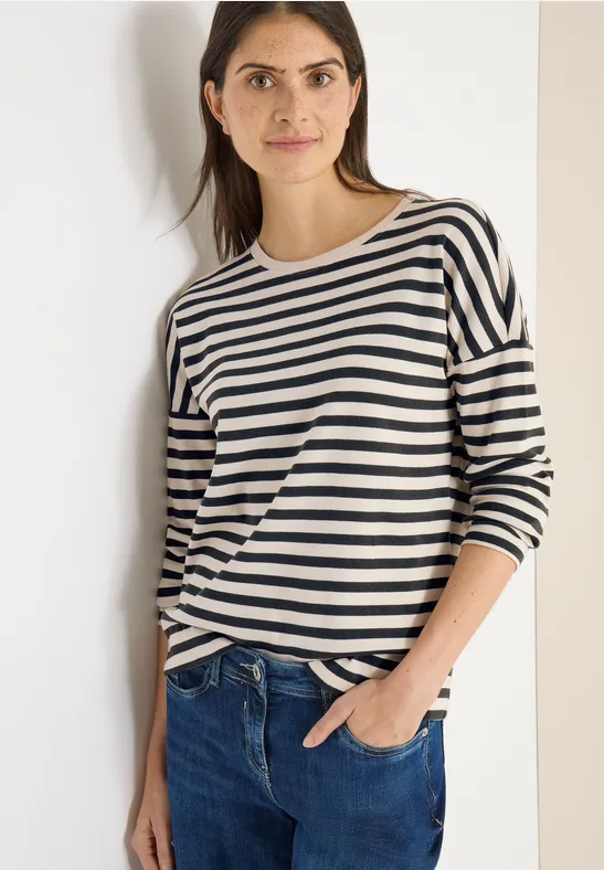 Klassisches gestreiftes Langarmshirt aus Baumwolle