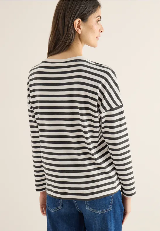 Klassisches gestreiftes Langarmshirt aus Baumwolle