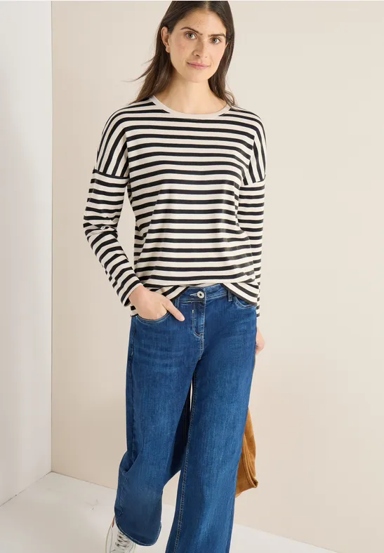 Klassisches gestreiftes Langarmshirt aus Baumwolle