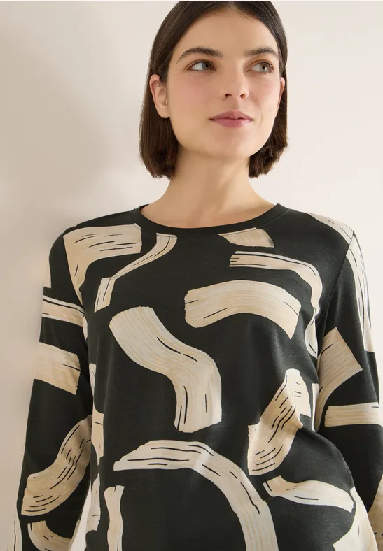Langarmshirt mit abstraktem Grafikprint