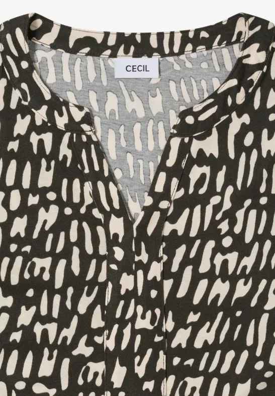 Grafik-Print Tunika mit Schlitz-Ausschnitt