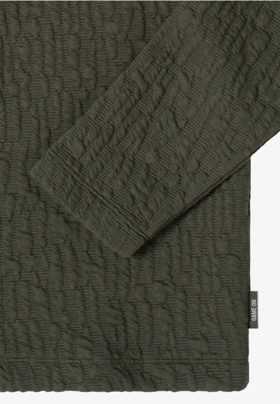 Langarmshirt mit strukturiertem Stehkragen
