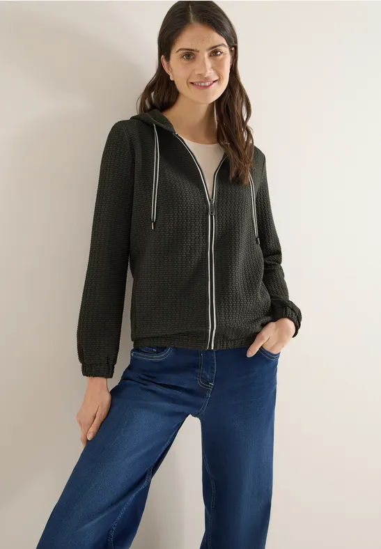 Strukturierte Sweatjacke mit Kapuze