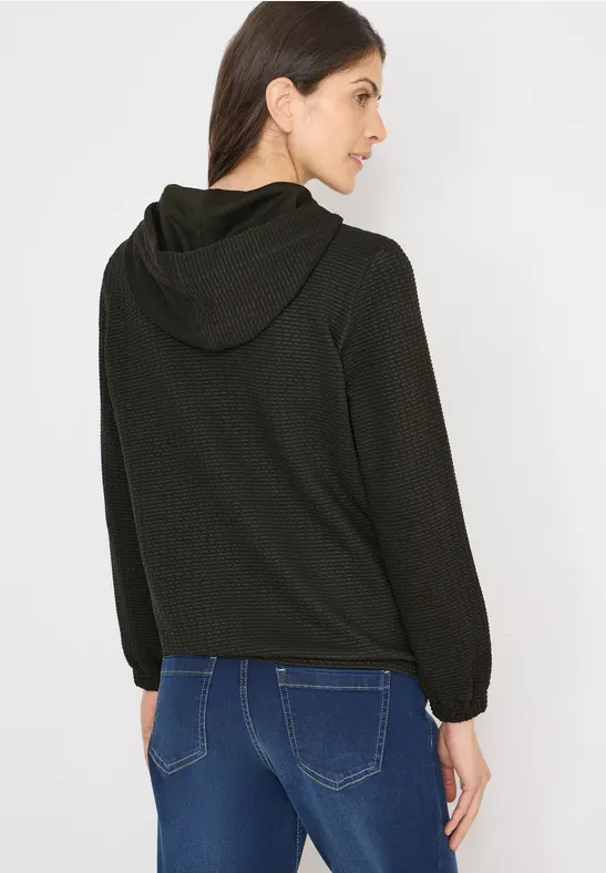 Strukturierte Sweatjacke mit Kapuze