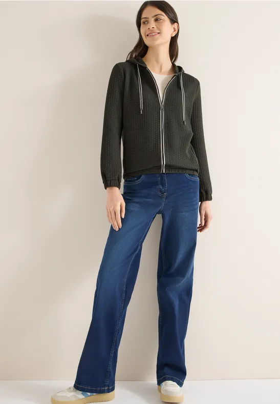 Strukturierte Sweatjacke mit Kapuze