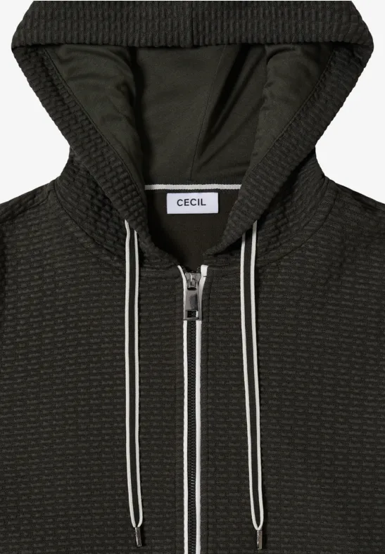 Strukturierte Sweatjacke mit Kapuze