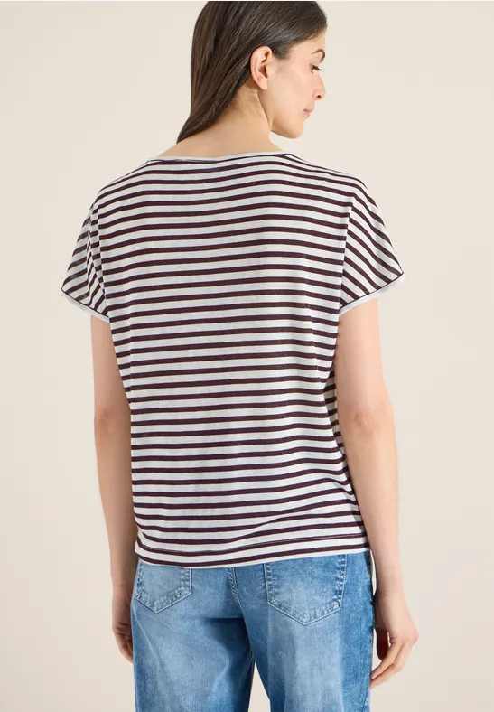 Gestreiftes T-Shirt in Leinen-Optik
