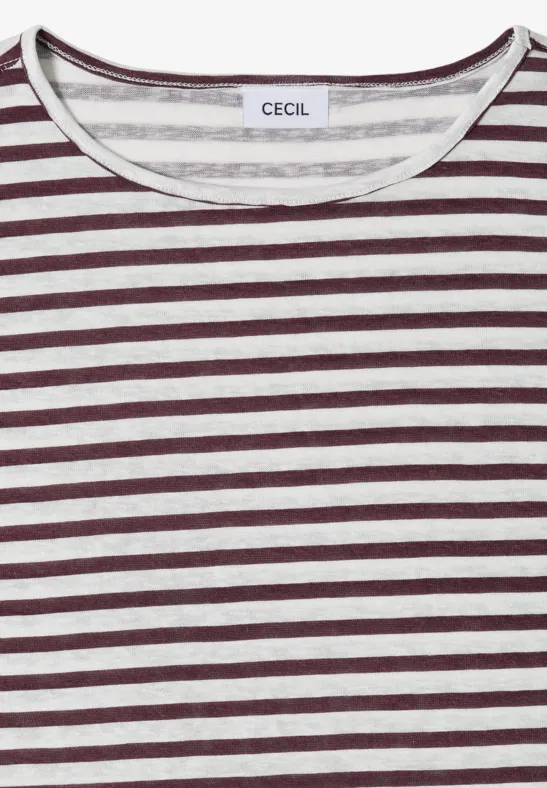 Gestreiftes T-Shirt in Leinen-Optik