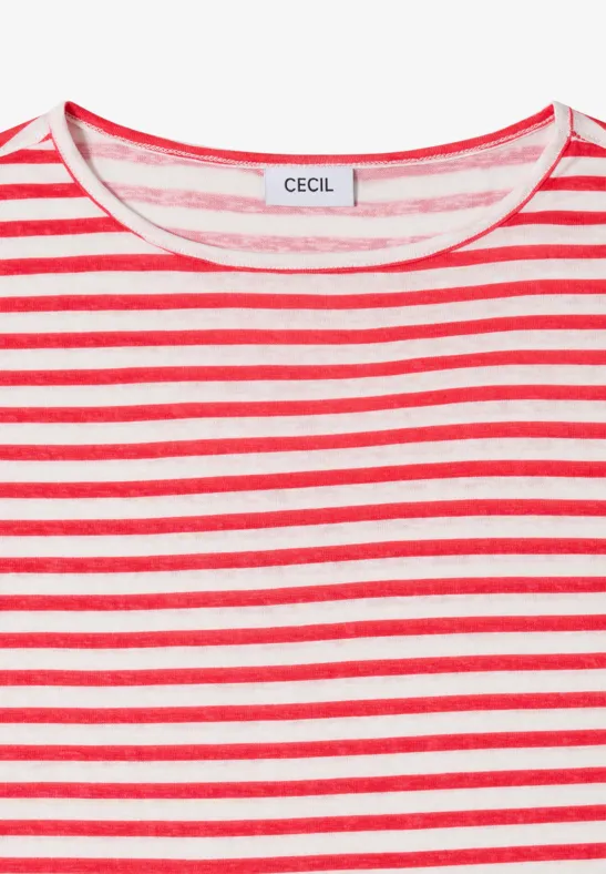 Gestreiftes T-Shirt in Leinen-Optik