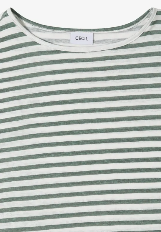 Gestreiftes T-Shirt in Leinen-Optik