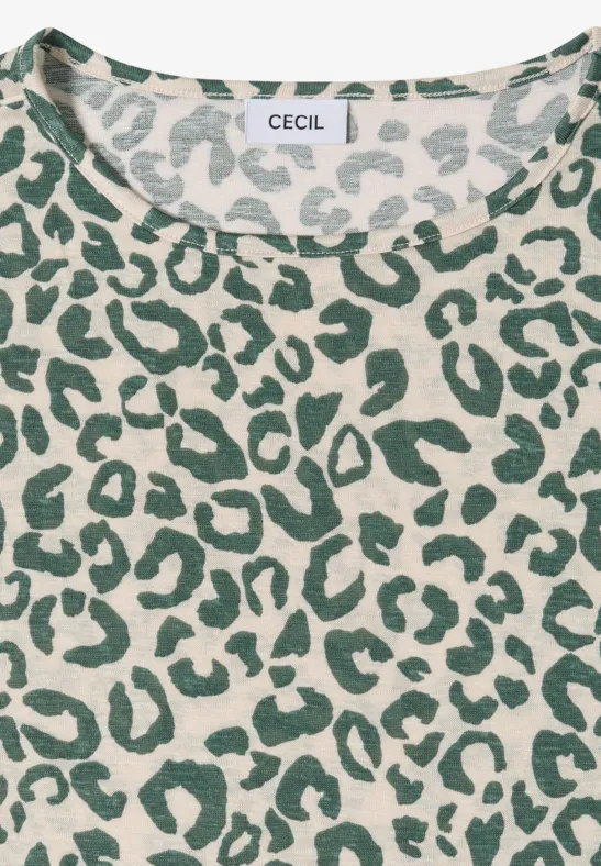 T-Shirt mit Animal-Print und U-Boot-Ausschnitt