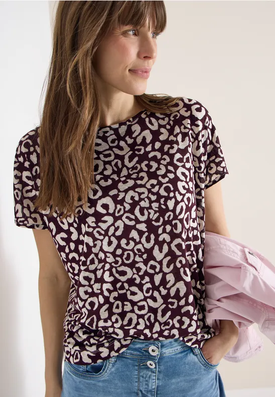 T-Shirt mit Allover-Animalprint