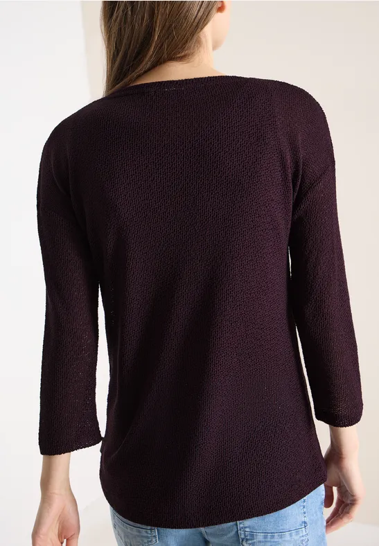 Ajour-Shirt mit U-Boot-Ausschnitt