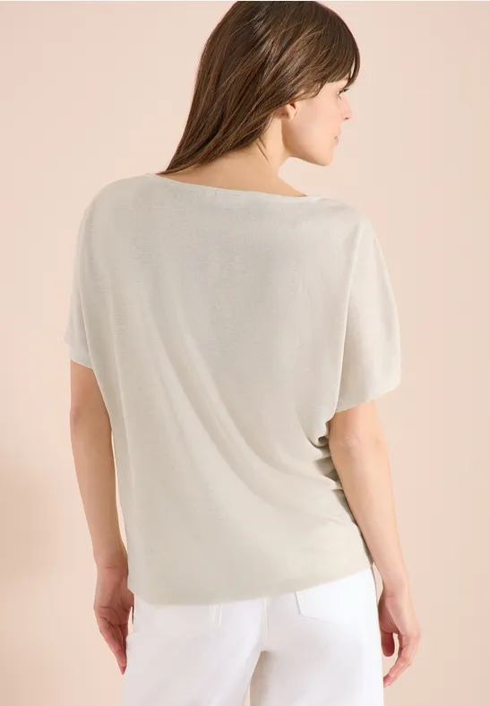 Legeres Leinen-Shirt mit überschnittenen Schultern
